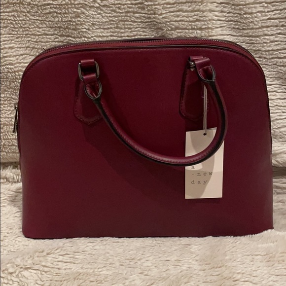 Burgundy Dome Satchel Purse - Picture 1 of 4